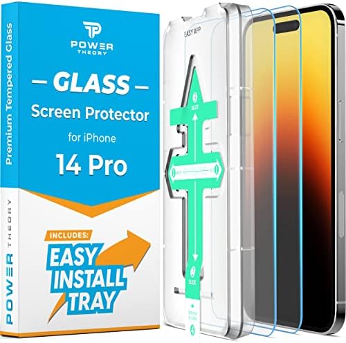 תורת הכוח [מגן מסך 2 חבילות לאייפון 14 Pro Pro Premium Prachium Glass Prestern Glass [9h קשיות], מסגרת התקנה קלה,